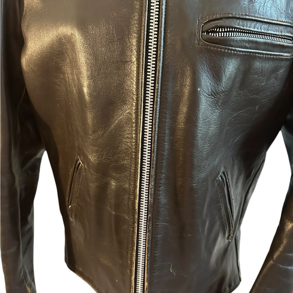 Vanson Leather Motorcycle Jacket Size Large Color Brown - Picture 2 of 16